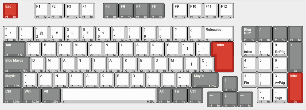 Layout 96% ISO 95 teclas — Royal Kludge RK 96 distribución española
