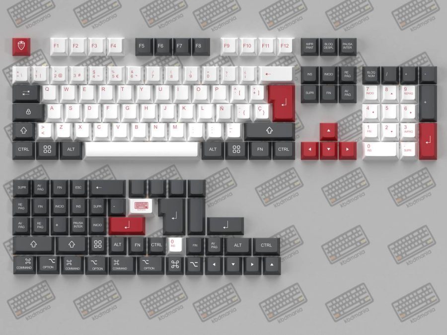 Render Set de 153 keycaps en español, modelo Strawberry. PBT y perfil español, opción de dos combinaciones con un solo set