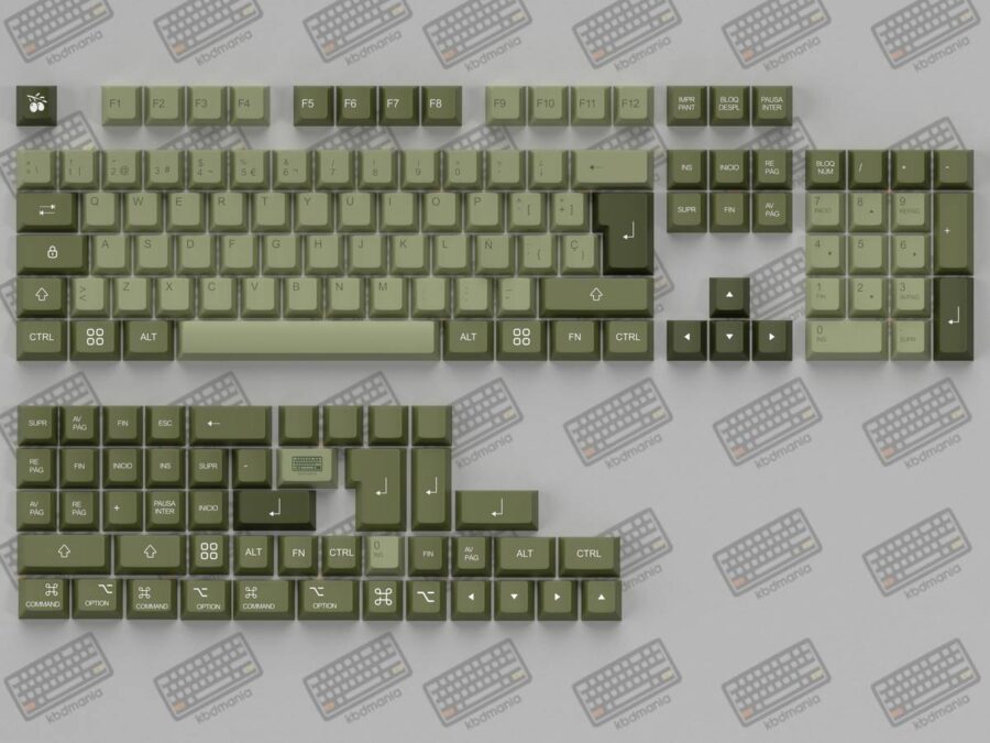 Set de keycaps PBT español OLIVE, perfil cherry, dos combinaciones con un solo set