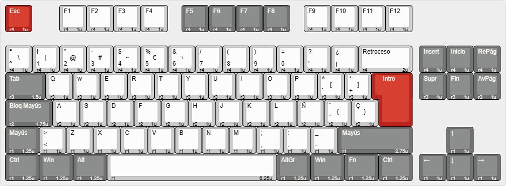 Layout en español de Varmilo VA80 Hygge ISO para artículo de blog en kbdmania
